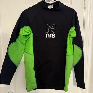 NRS Men's Black and Green Rash Guard